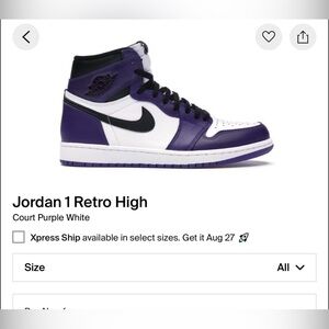 Jordan 1 Retro High (Court Purple White)